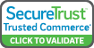 A green and blue logo for securetrust.